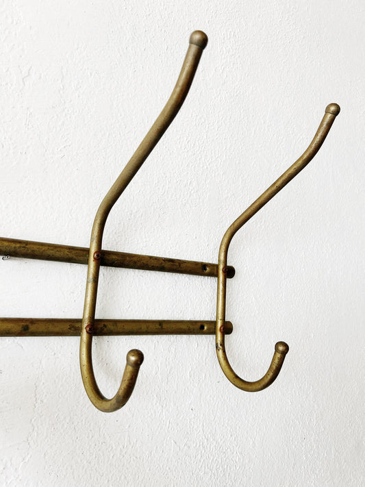 Vintage Brass Coat/ Hat Rack