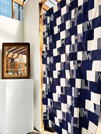 Handmade Vintage Ikat Patchwork Quilt Top