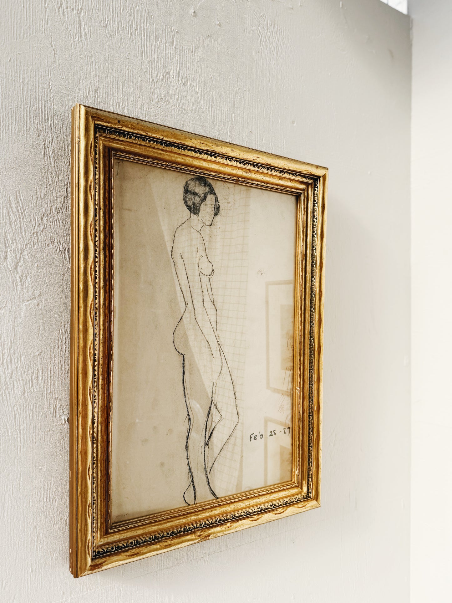 1920s Max Allara Charcoal Figure Drawing