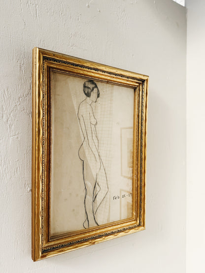 1920s Max Allara Charcoal Figure Drawing