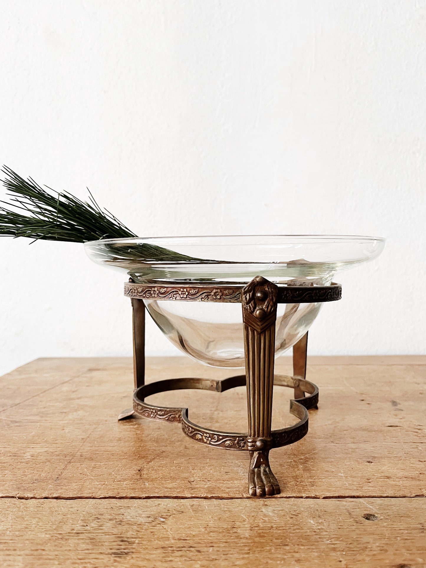 Antique Blown Glass Bowl with Stand