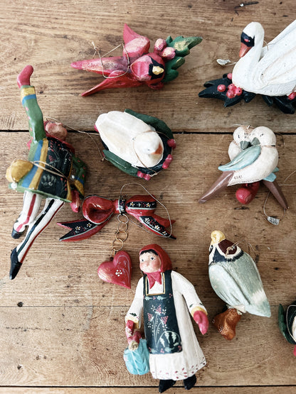 Vintage Denise Calla Folk Art ‘12 Days of Christmas’ Ornament Set