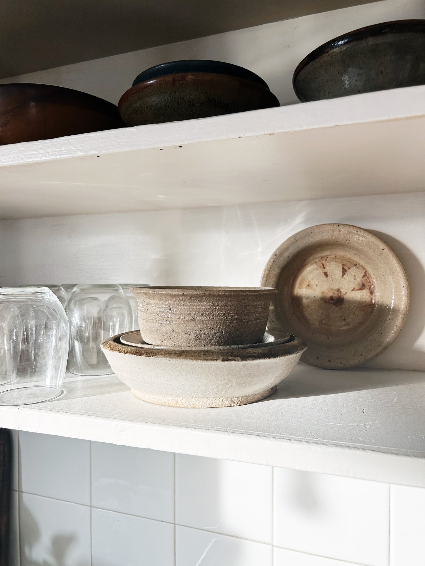 Vintage Handmade Pottery Dish Set of Five