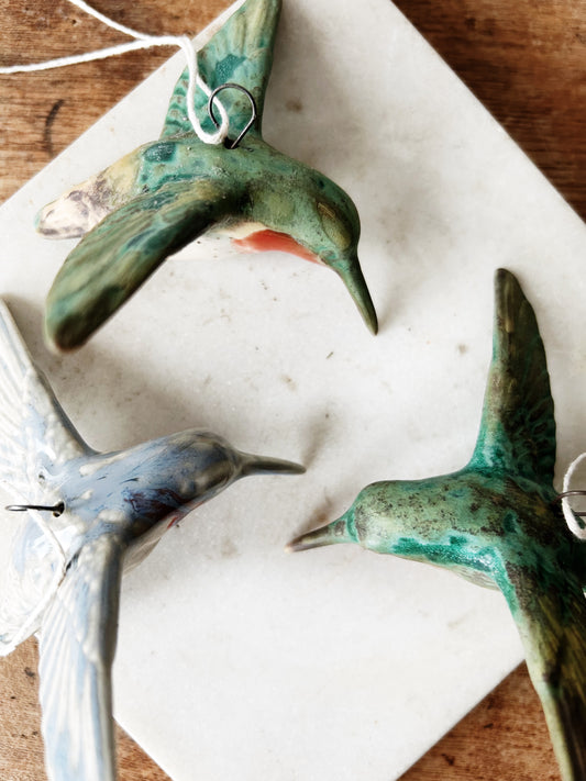 Set of Three Vintage Humingbird Ornaments