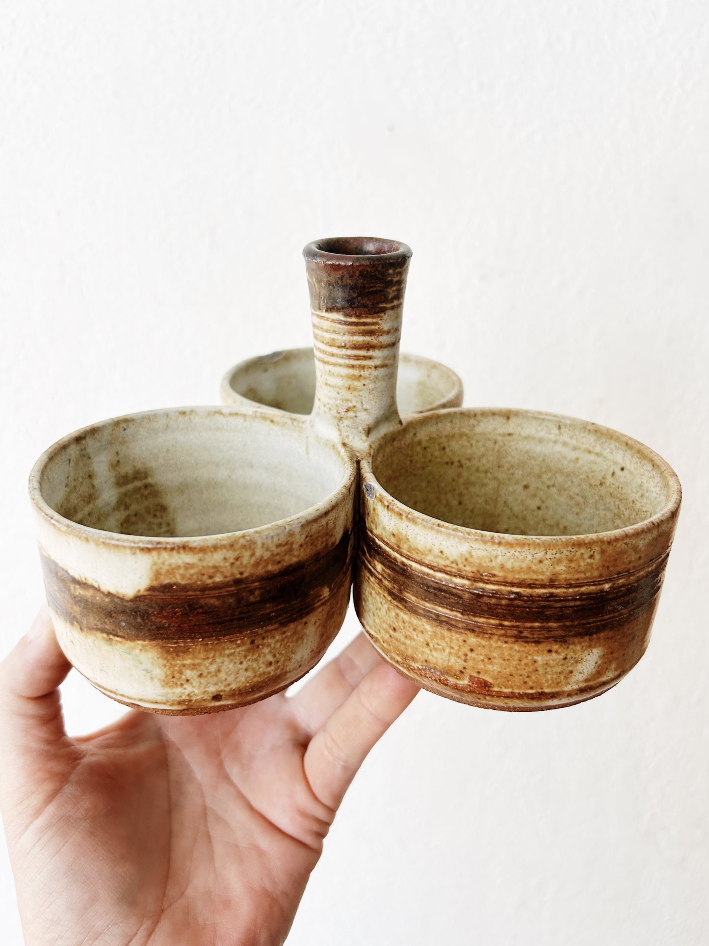 Handmade Pottery Triple Dish