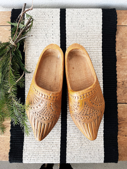 Vintage Carved Dutch Clogs for Filling