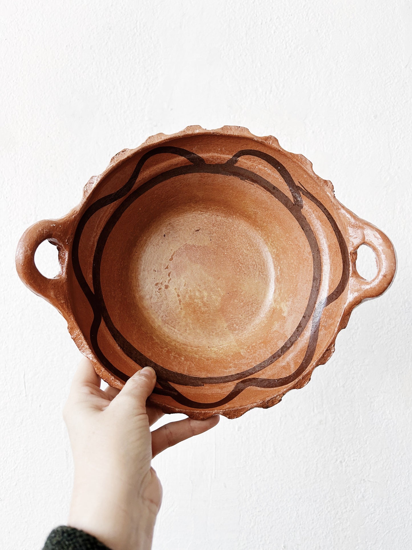 Vintage Terra Cotta or Teak Serving Bowl