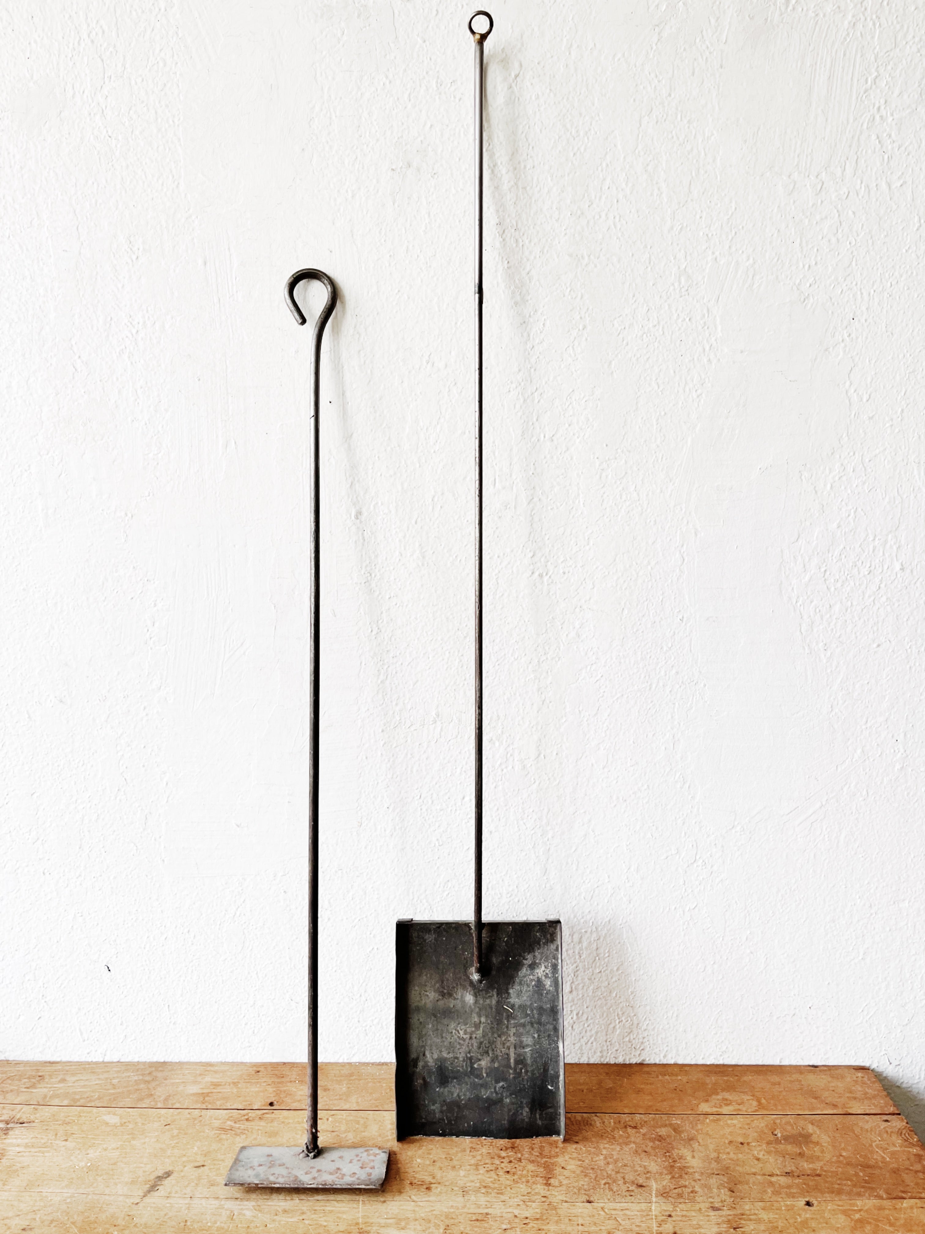 Pair Hand Forged Fireplace Tools