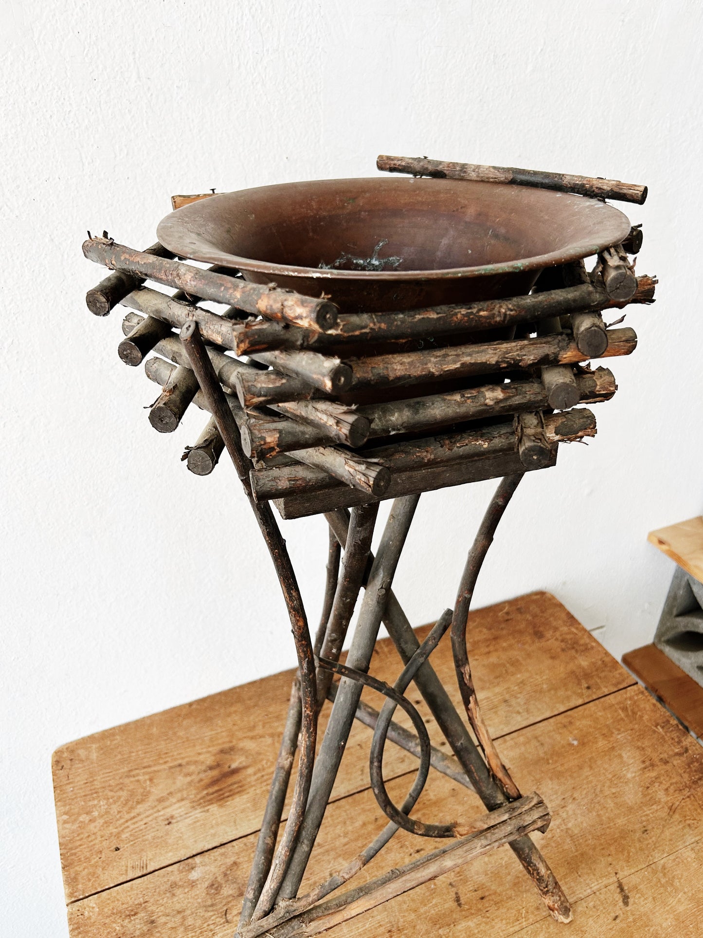 Antique Adirondack Twig Planter
