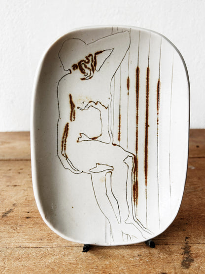 Hand Made Figural Art Pottery Dish