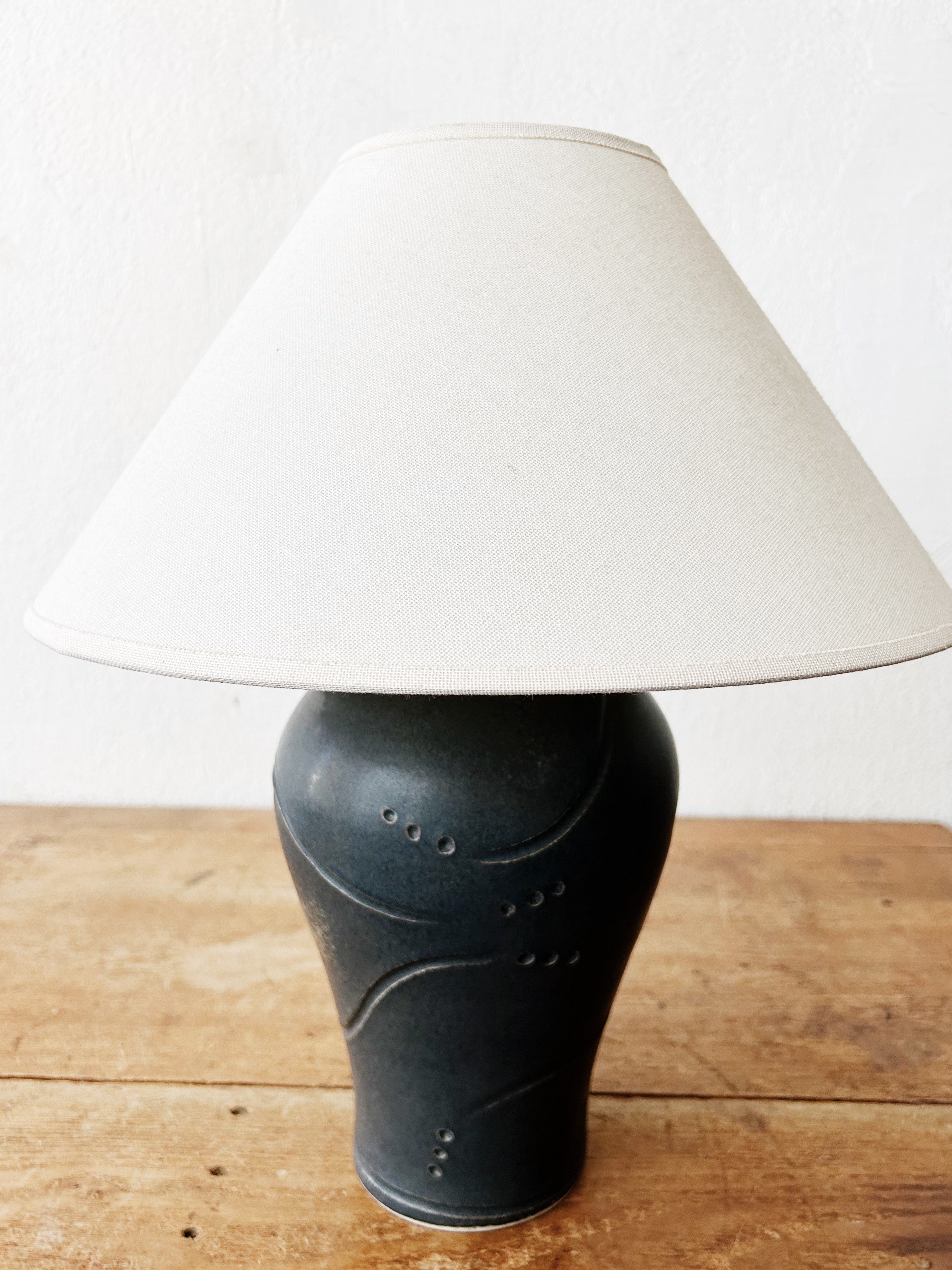 Handmade Pottery Lamp with Shade