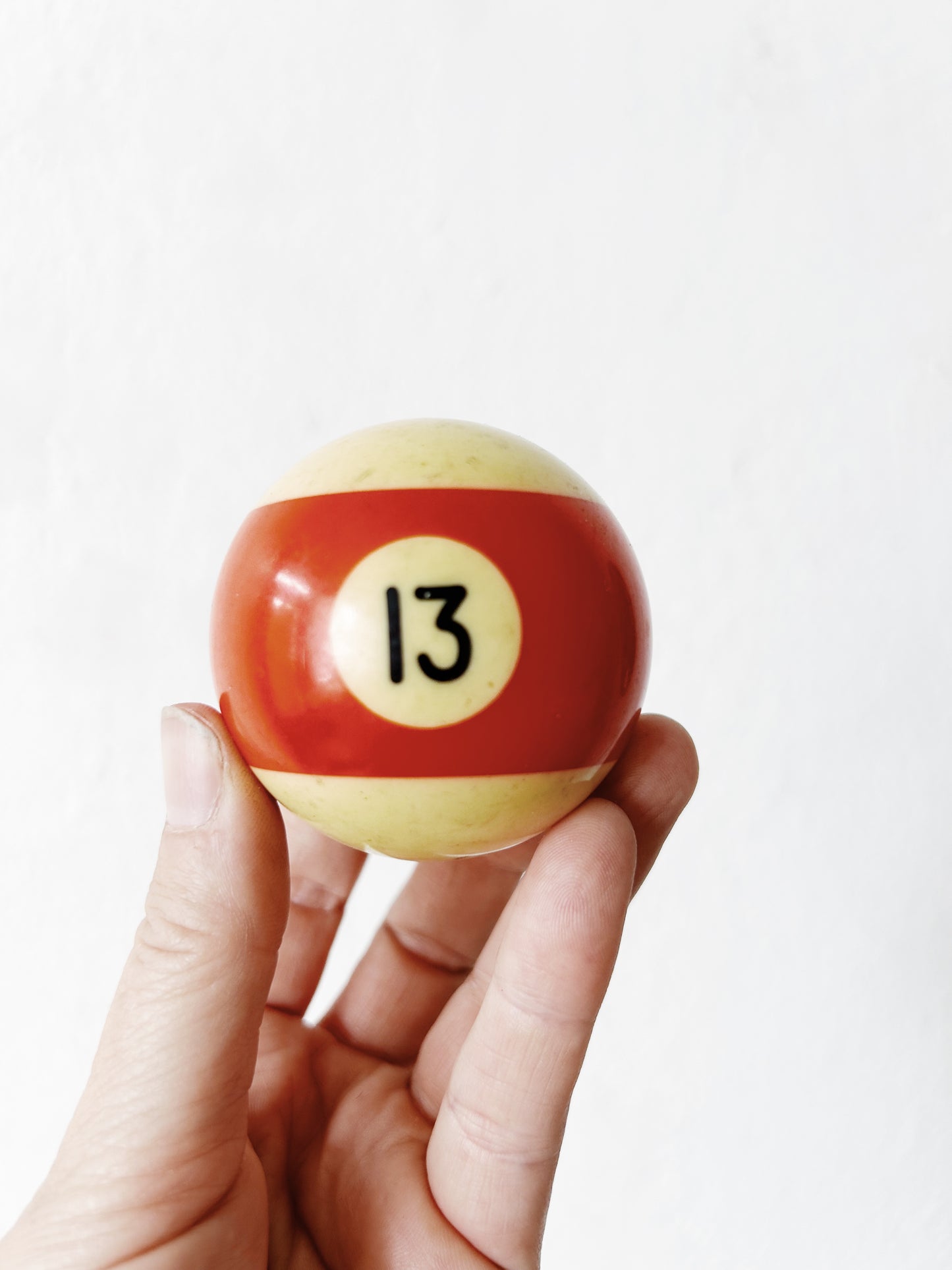 Vintage Number 13 Billiard Ball with Brass Stand