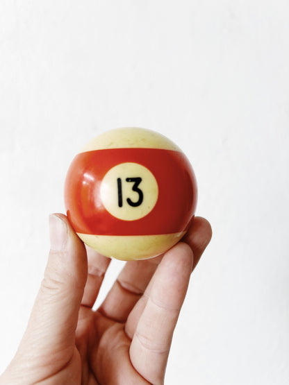 Vintage Number 13 Billiard Ball with Brass Stand