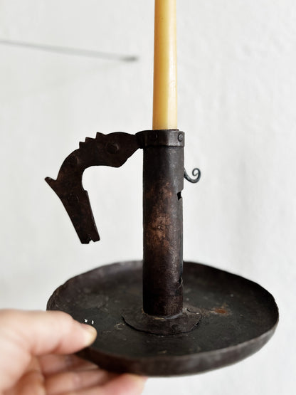 Folk Art Figural Chamber Candlestick