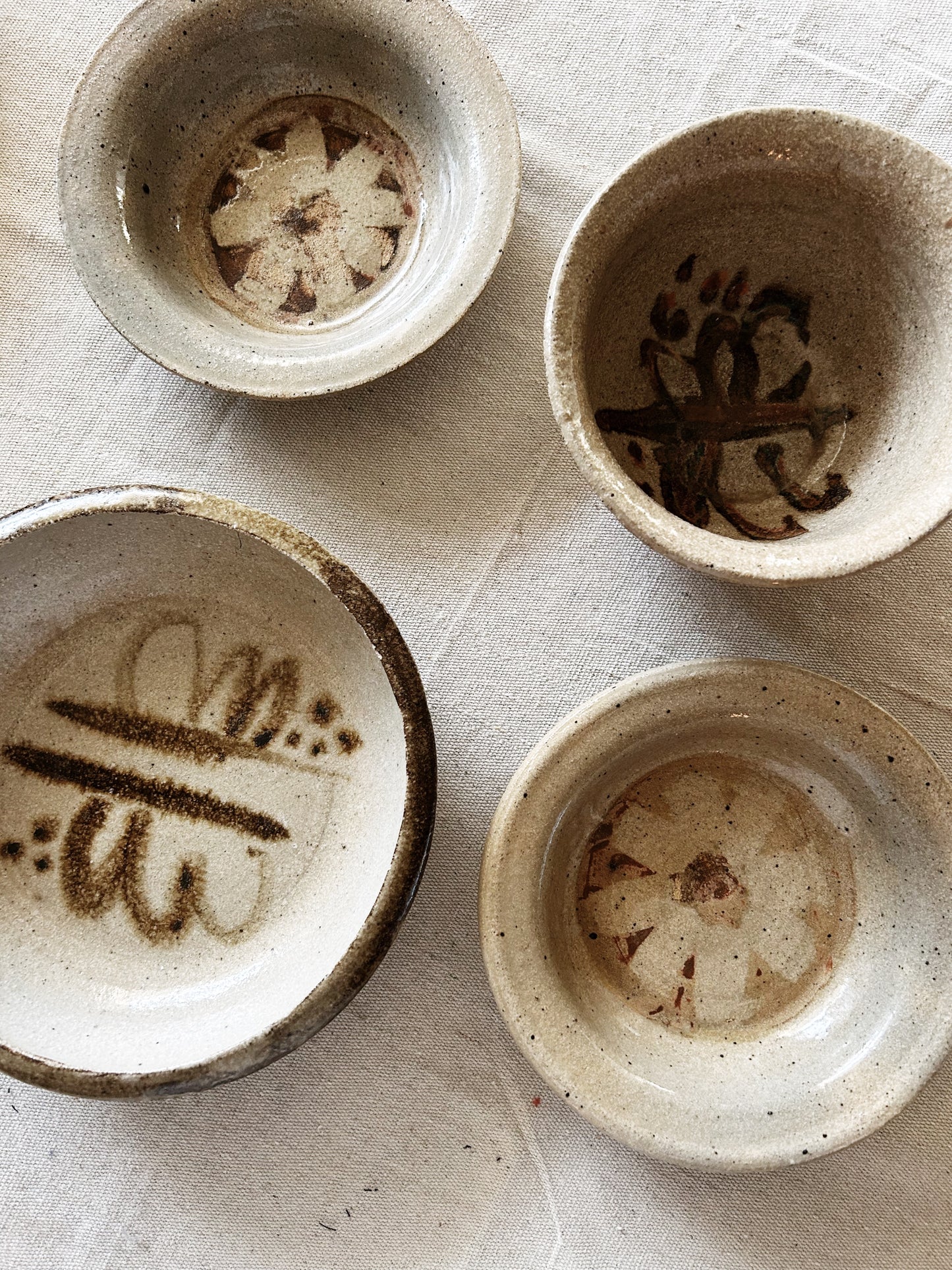 Vintage Handmade Pottery Dish Set of Five