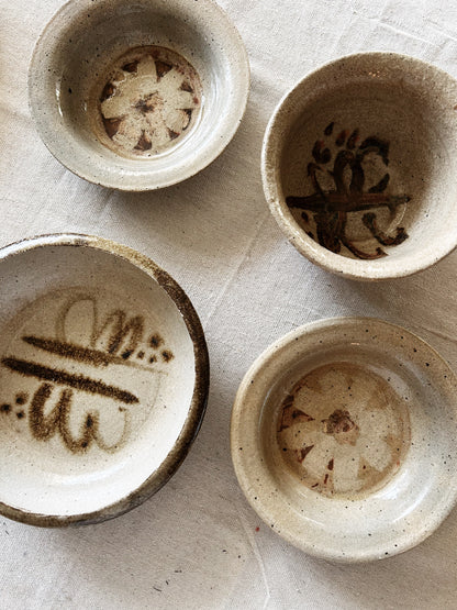 Vintage Handmade Pottery Dish Set of Five