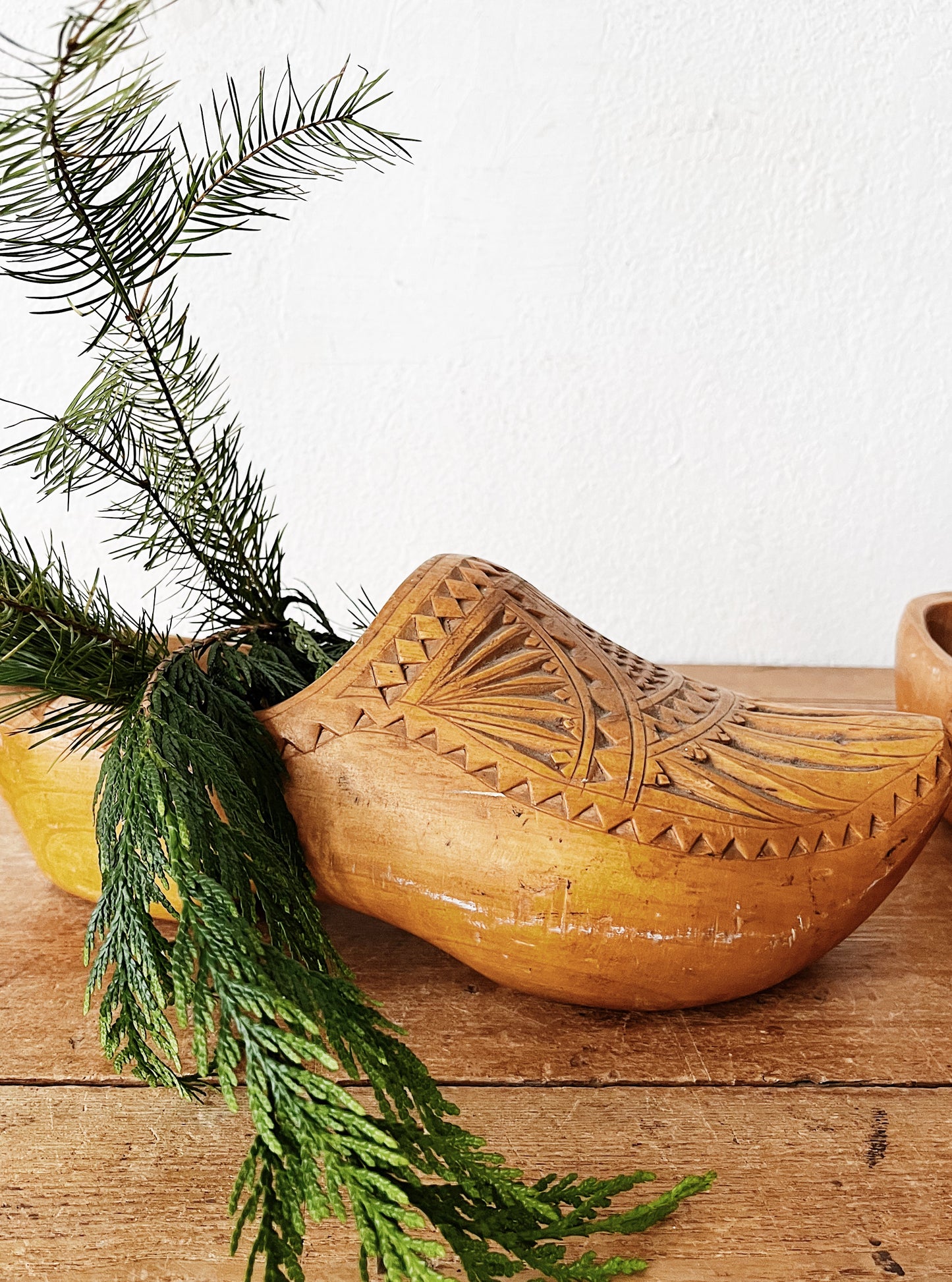 Vintage Carved Dutch Clogs for Filling