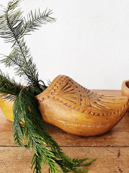 Vintage Carved Dutch Clogs for Filling
