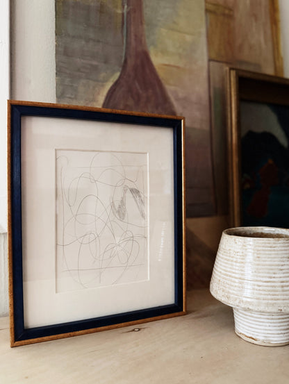Original Vintage Abstract Pencil Sketch