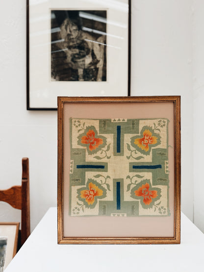 Framed Art Deco Silk Textile