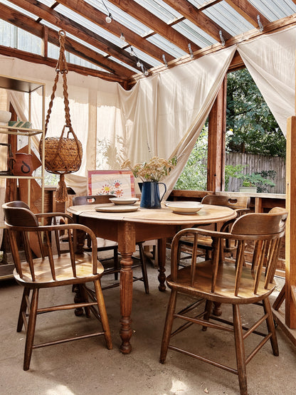 Set of Five Vintage Oak Captains Chairs