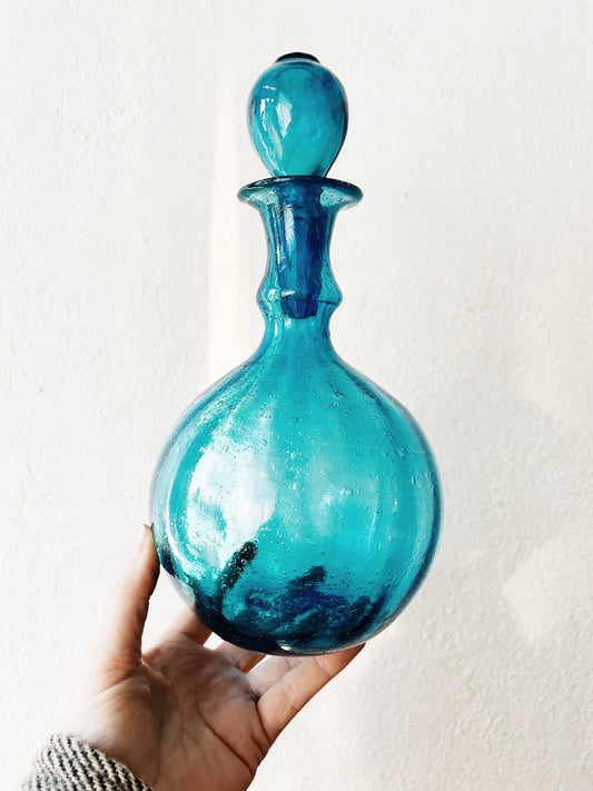 Vintage Modernist Blenko Style Blown Glass Decanter