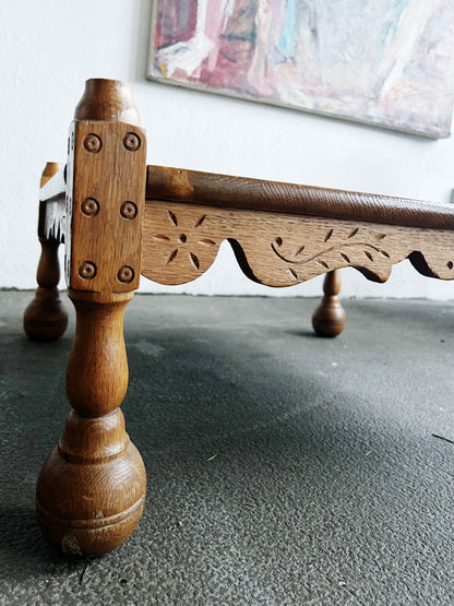 Low Antique Carved Wood Table