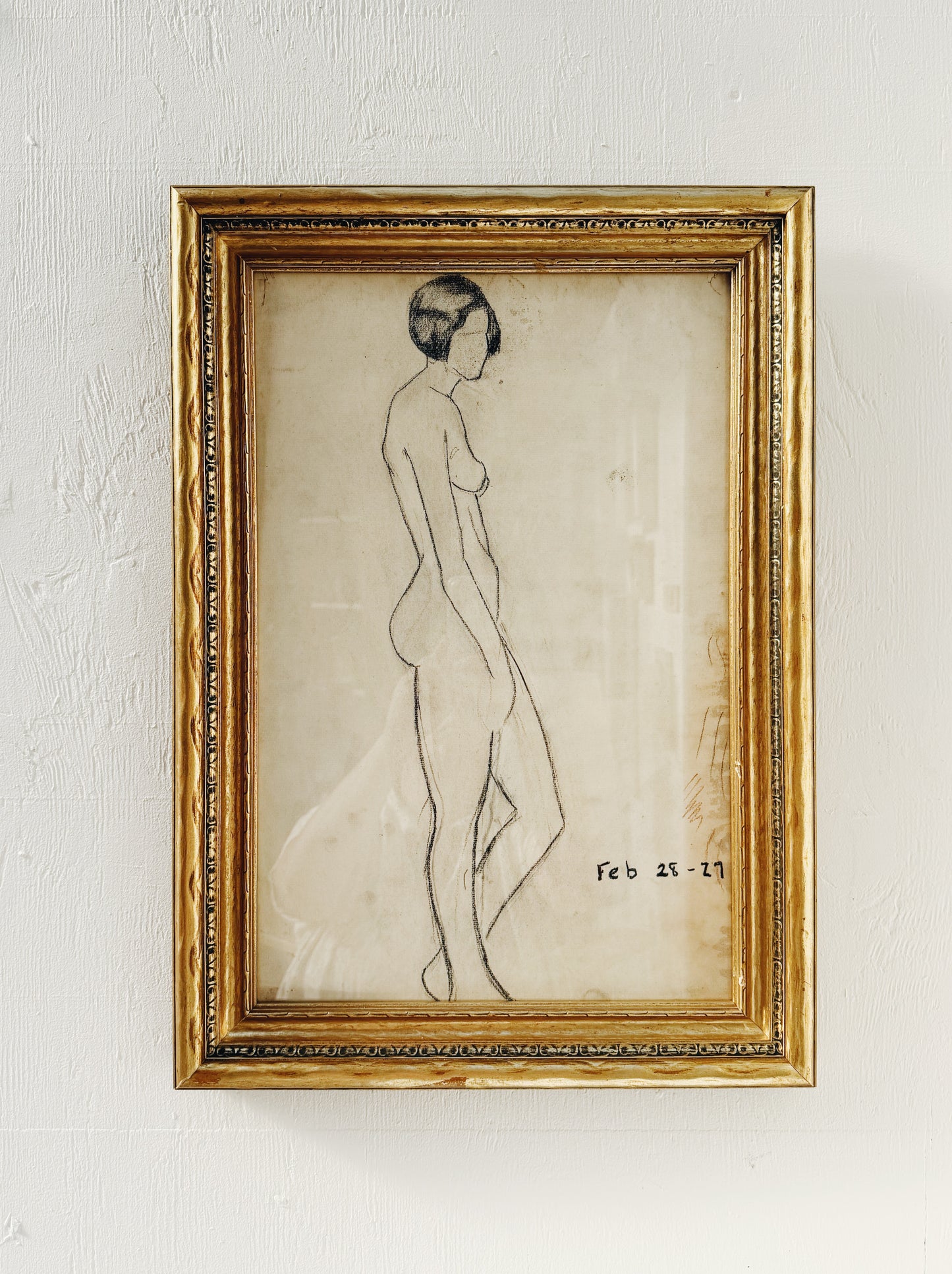 1920s Max Allara Charcoal Figure Drawing