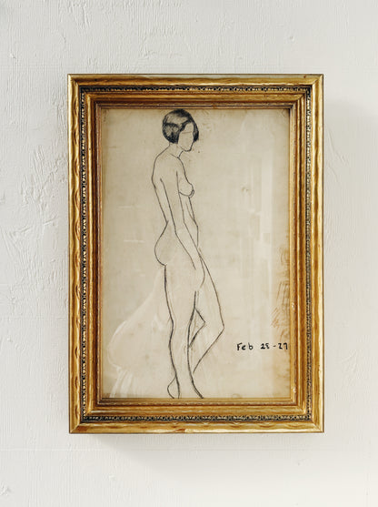 1920s Max Allara Charcoal Figure Drawing