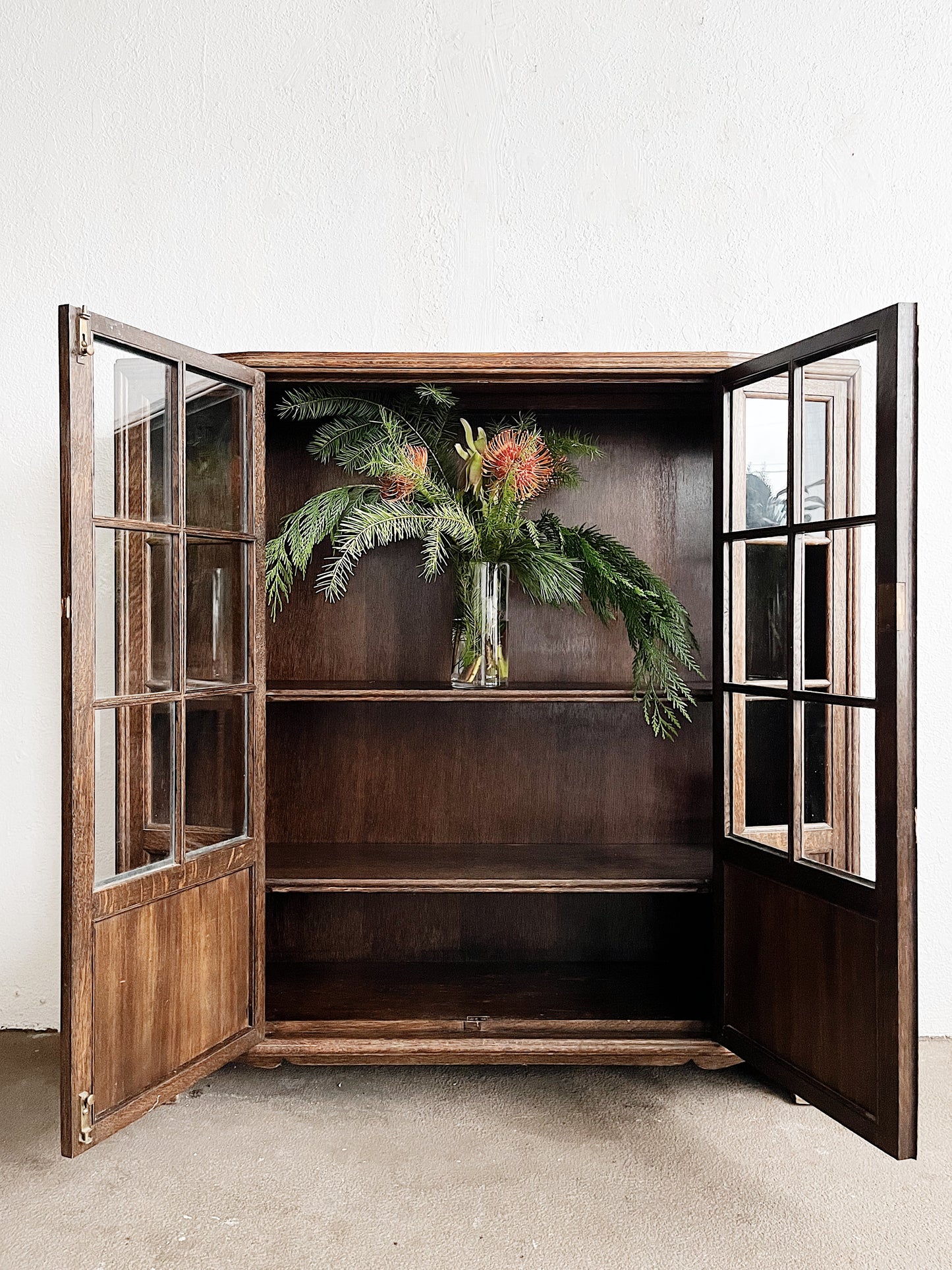 Vintage Walnut Bow Front Cabinet