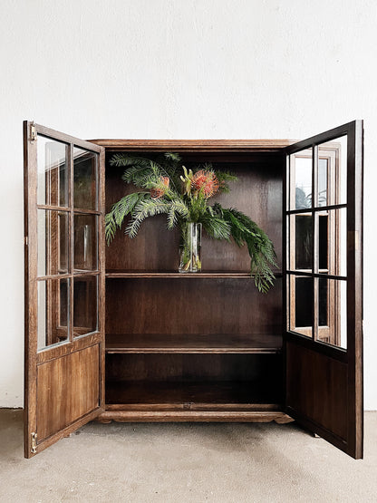 Vintage Walnut Bow Front Cabinet