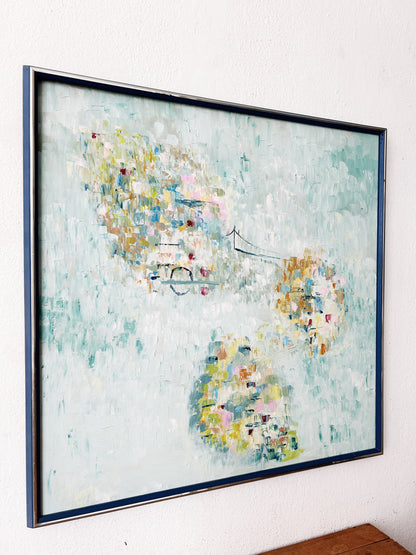 Large Framed Mid Century Oil Abstract