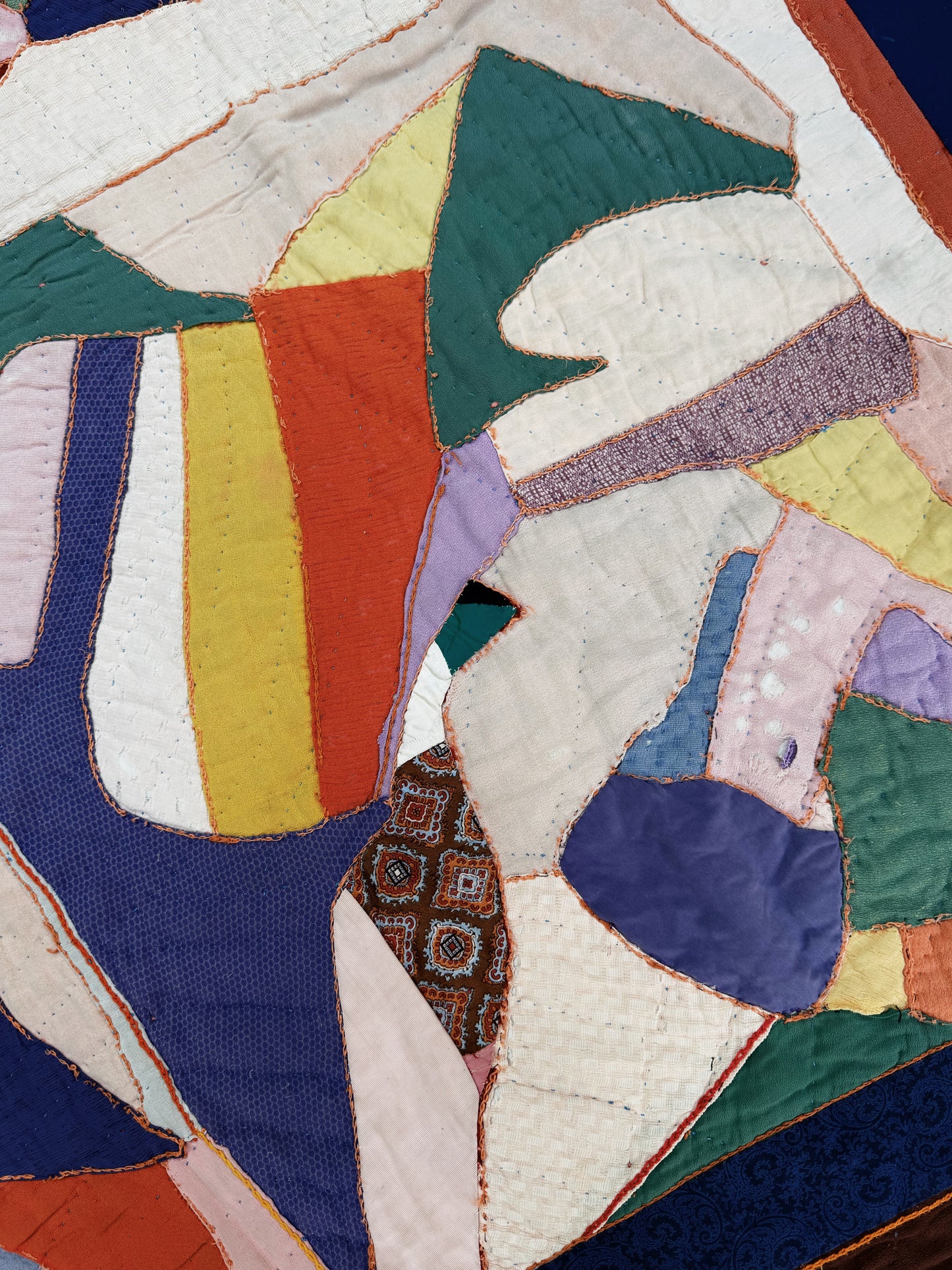 Vintage Silk Freeform Quilt