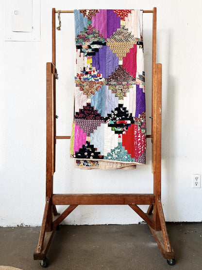 Vintage Silk Patchwork Quilt