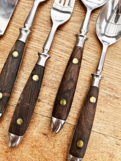 12 Mid Century Rosewood Flatware Settings
