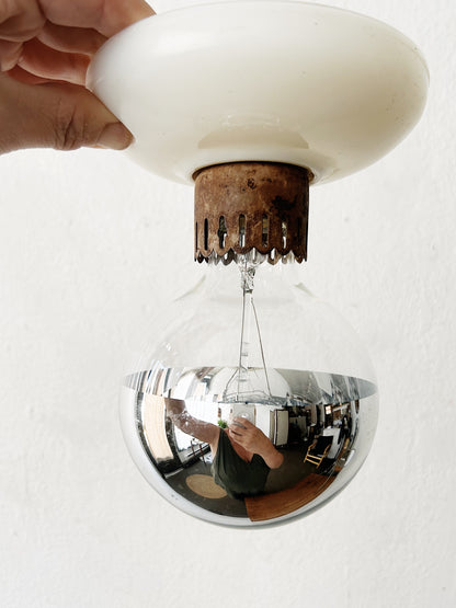 Antique Milk Glass Ceiling Light with Bulb