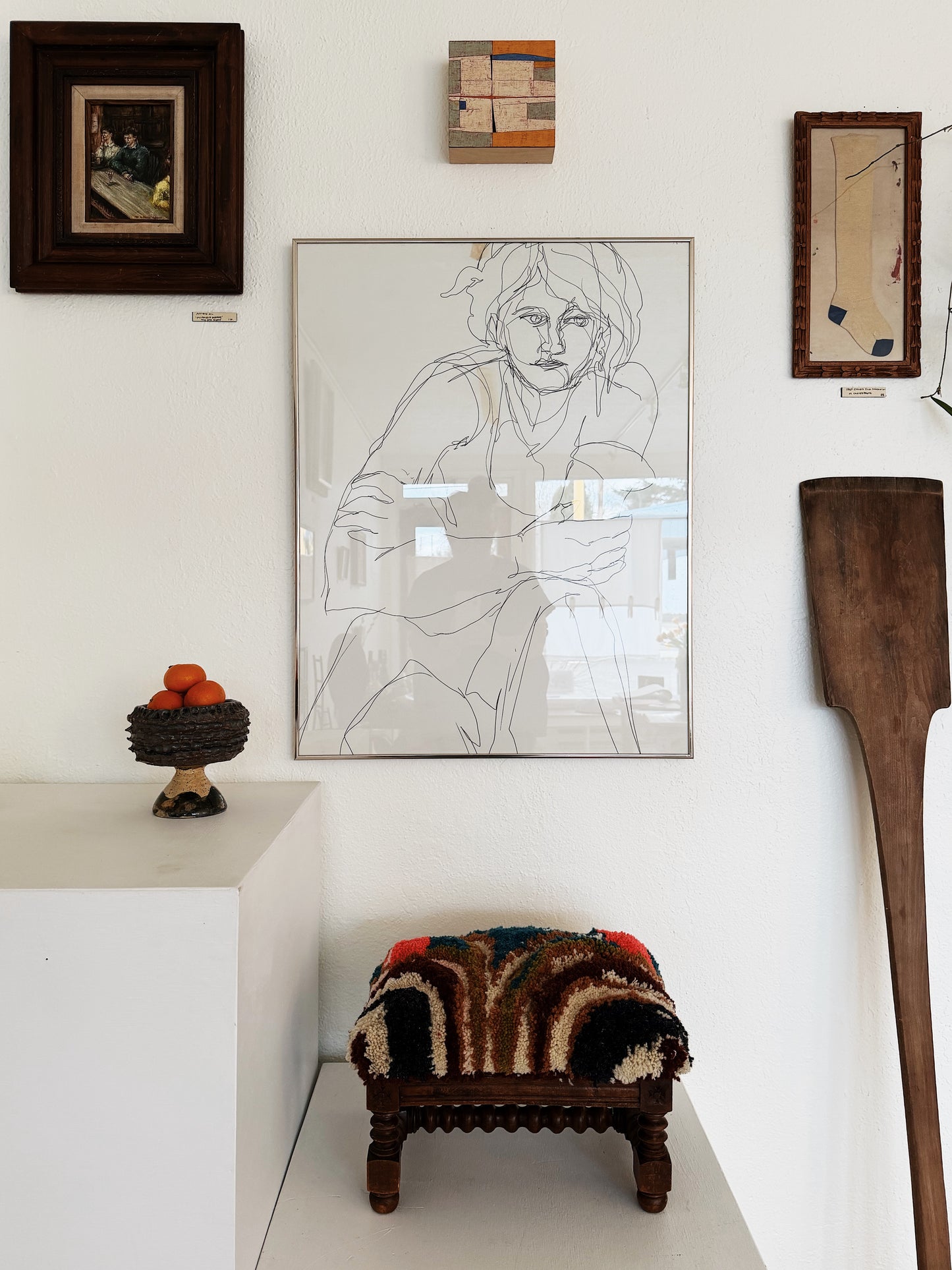 Vintage Janet Flores Pen and Ink Portrait