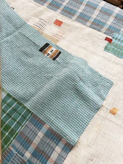 Vintage Ikat Patch Kantha Quilt