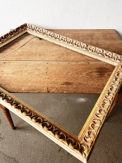 Large Mid Century Carved Wood Frame