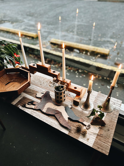 Large Handmade Wood Candelabra