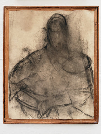 Original Mid Century Portrait on Sandpaper
