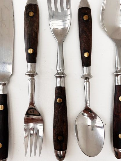 12 Mid Century Rosewood Flatware Settings
