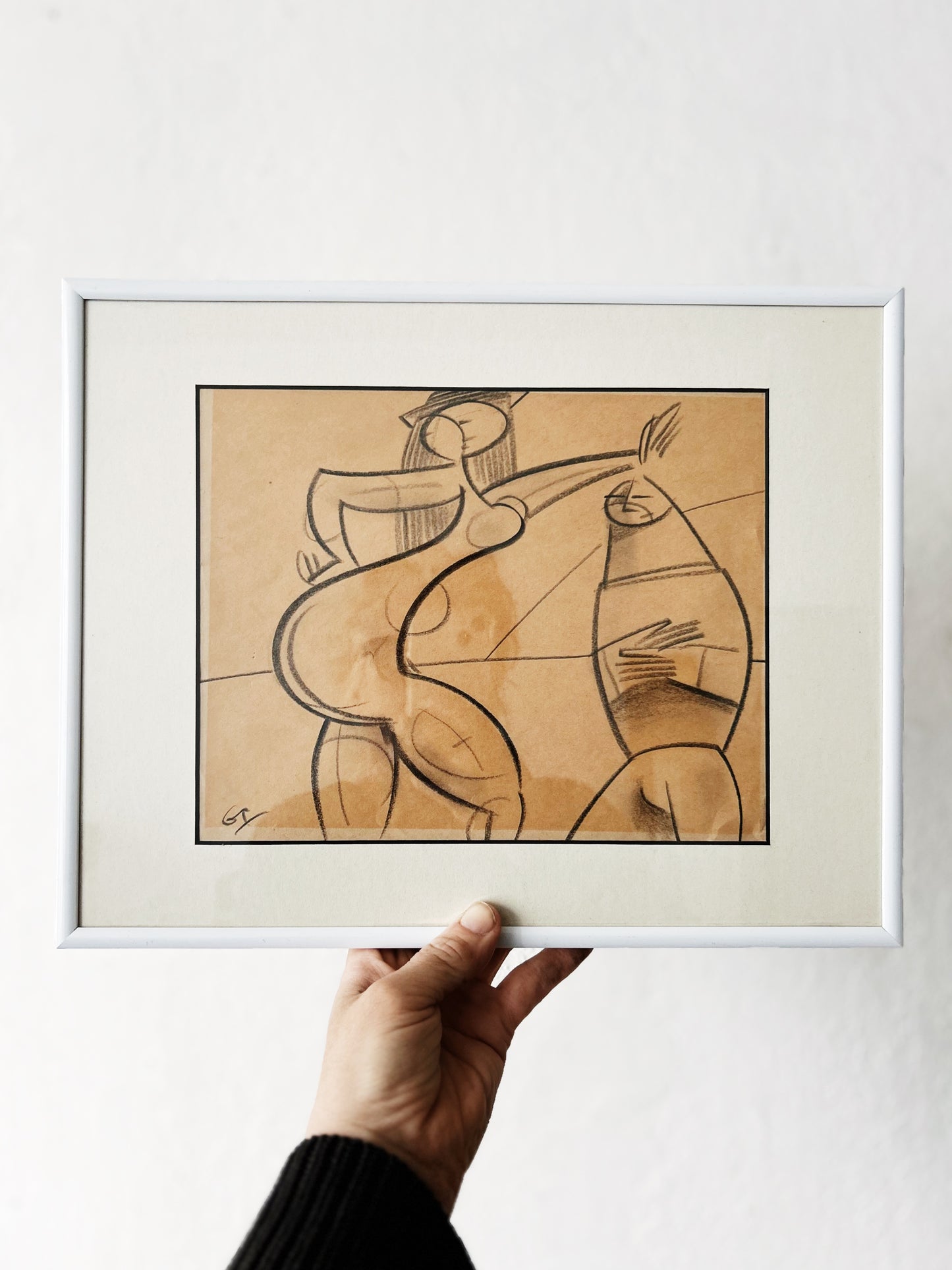 Vintage Expressionist Charcoal Drawing