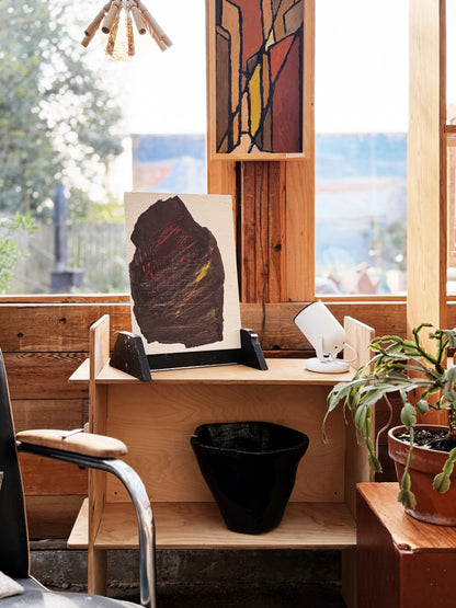 Original Abstract Painting and Wood Easel