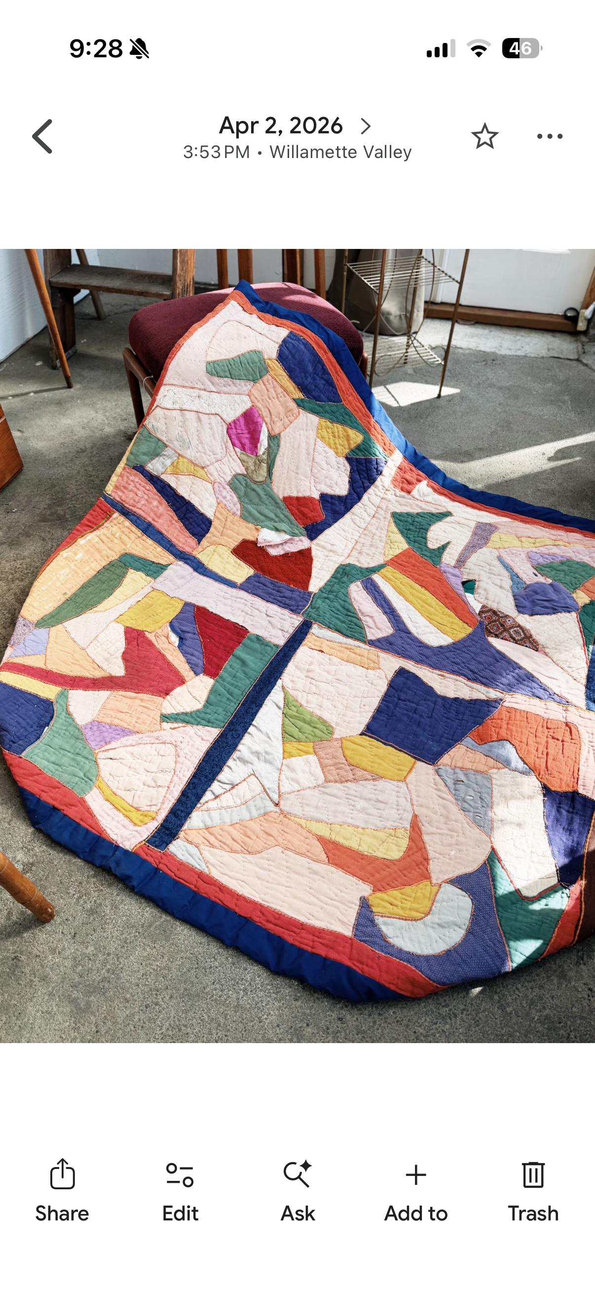 Vintage Silk Freeform Quilt