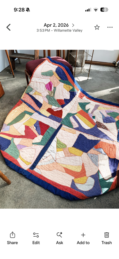 Vintage Silk Freeform Quilt