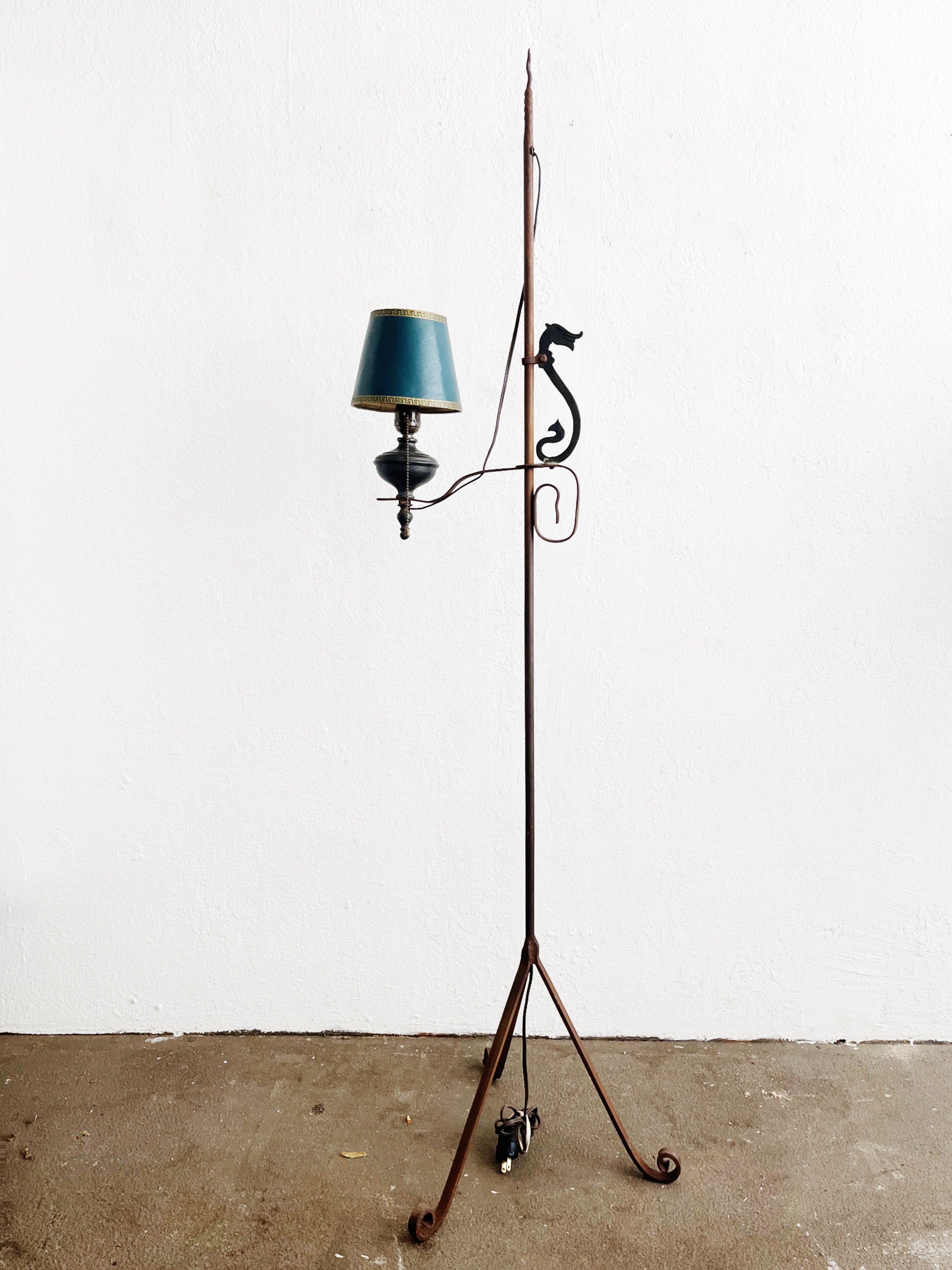 Antique Wrought Iron Floor Lamp - Thumbnail 2