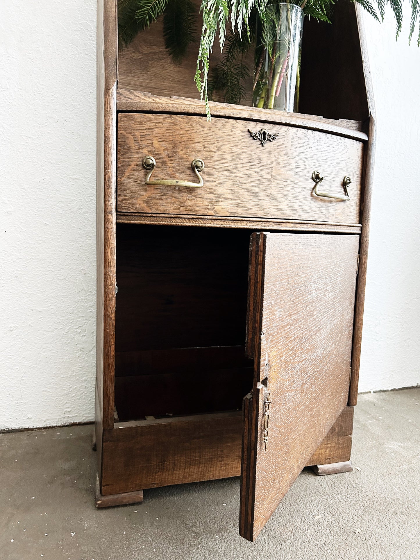 Antique Petite Upright Shelf with Storage