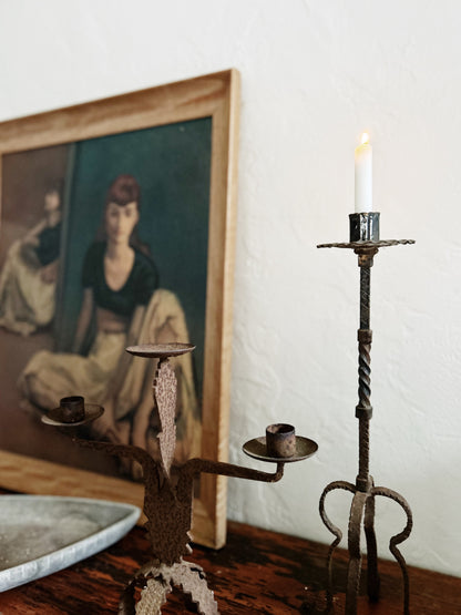 Brutalist Iron Candelabra