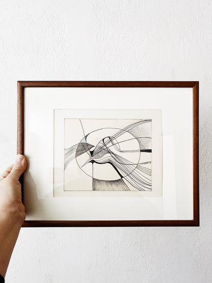 Vintage Pen and Ink Abstract Drawing